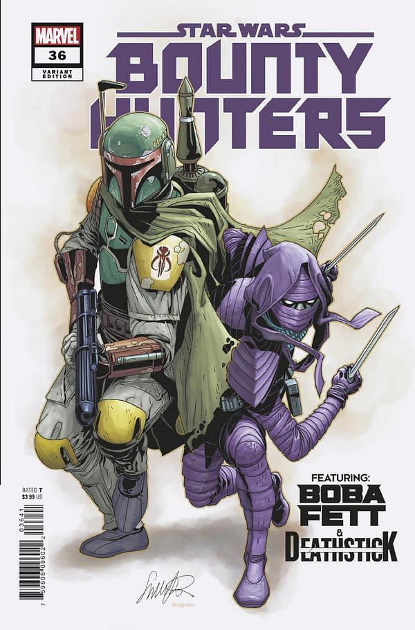 Cover image for STAR WARS: BOUNTY HUNTERS 36 SALVADOR LARROCA  BOBA FETT & DEATH STICK VARIANT