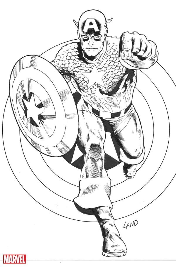 Cover image for CAPTAIN AMERICA FINALE 1 GREG LAND VIRGIN BLACK AND WHITE VARIANT