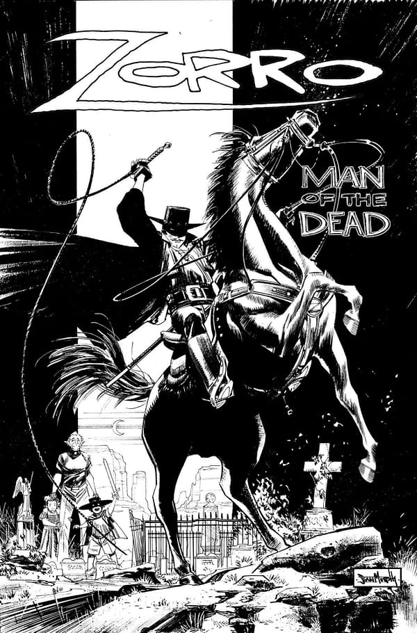 Cover image for ZORRO MAN OF THE DEAD #1 (OF 4) CVR H 50 COPY INCV BW MURPHY