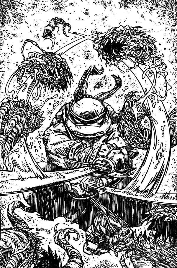 Cover image for Teenage Mutant Ninja Turtles #146 Variant RI (50) (Eastman & Campbell B&W Full Art)