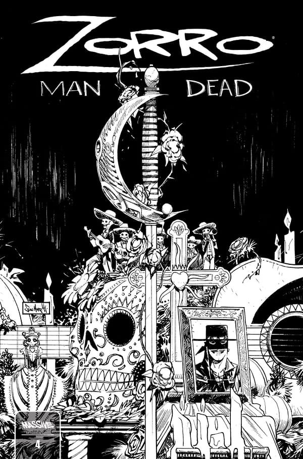 Cover image for ZORRO MAN OF THE DEAD #4 (OF 4) CVR E 25 COPY INCV MURPHY BW
