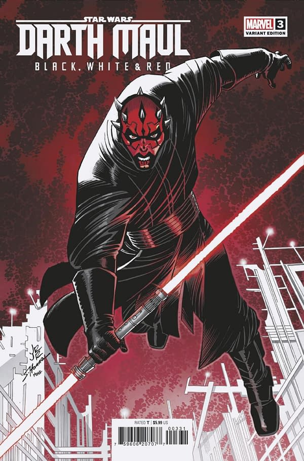 Cover image for STAR WARS: DARTH MAUL - BLACK, WHITE & RED #3 JOHN ROMITA JR. VARIANT