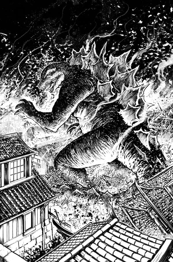 Cover image for Godzilla: Here There Be Dragons II--Sons of Giants #1 Variant RI (10) (Smith B&W)