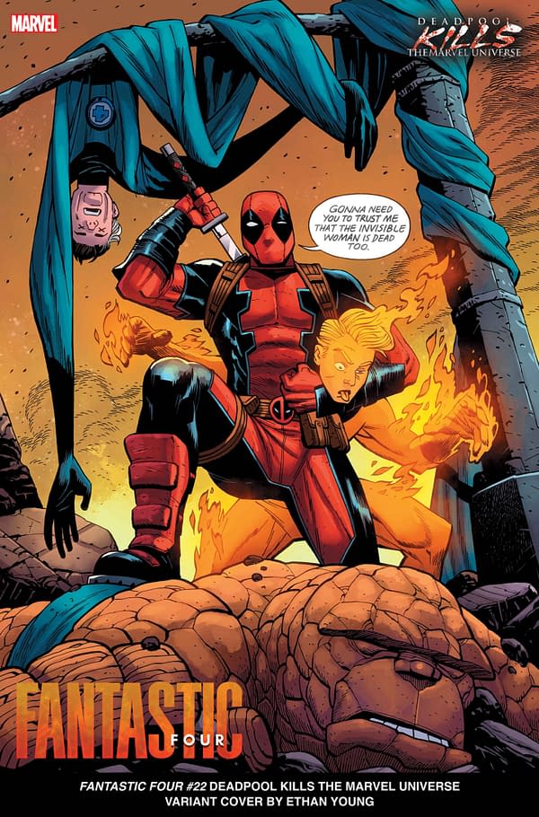 Cover image for FANTASTIC FOUR #22 ETHAN YOUNG DEADPOOL KILLS THE MARVEL UNIVERSE VARIANT (BH, D PWX)