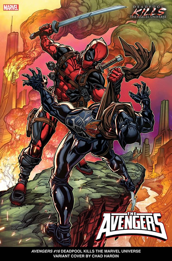 Cover image for AVENGERS #16 CHAD HARDIN DEADPOOL KILLS THE MARVEL UNIVERSE VARIANT [BH]