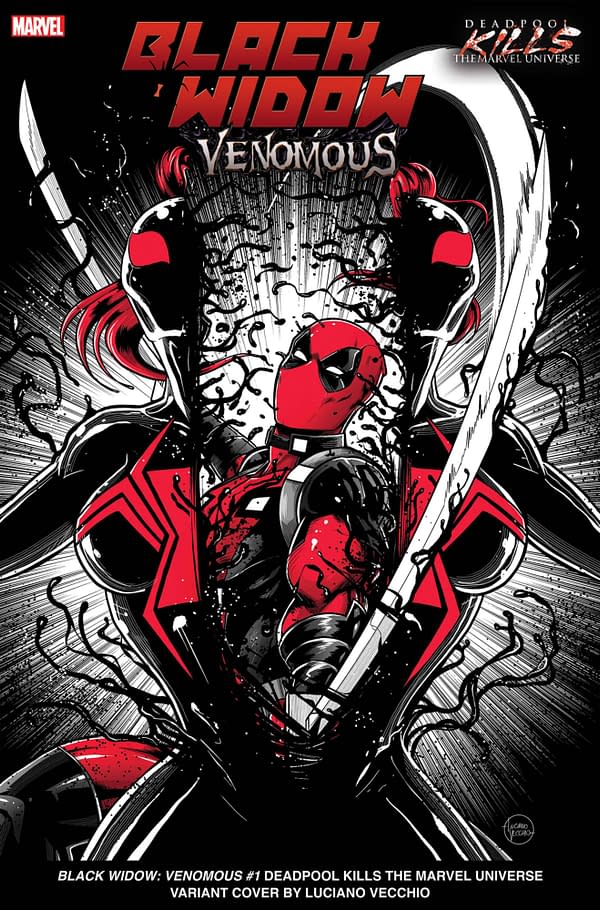 Cover Image for BLACK WIDOW: VENOMOUS #1 LUCIANO VECCHIO DEADPOOL KILLS THE MARVEL UNIVERSE VARIANT