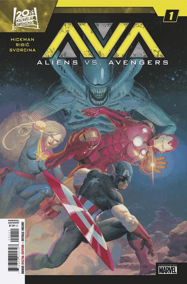 Cover image for ALIENS VS AVENGERS #1 ESAD RIBIC COVER