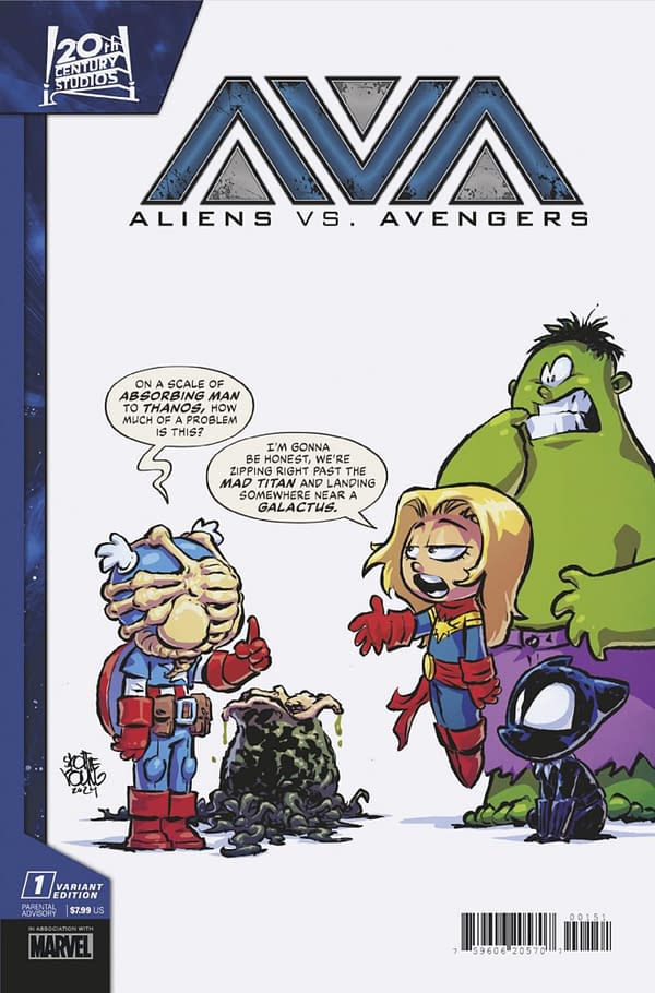 Cover image for ALIENS VS. AVENGERS #1 SKOTTIE YOUNG VARIANT