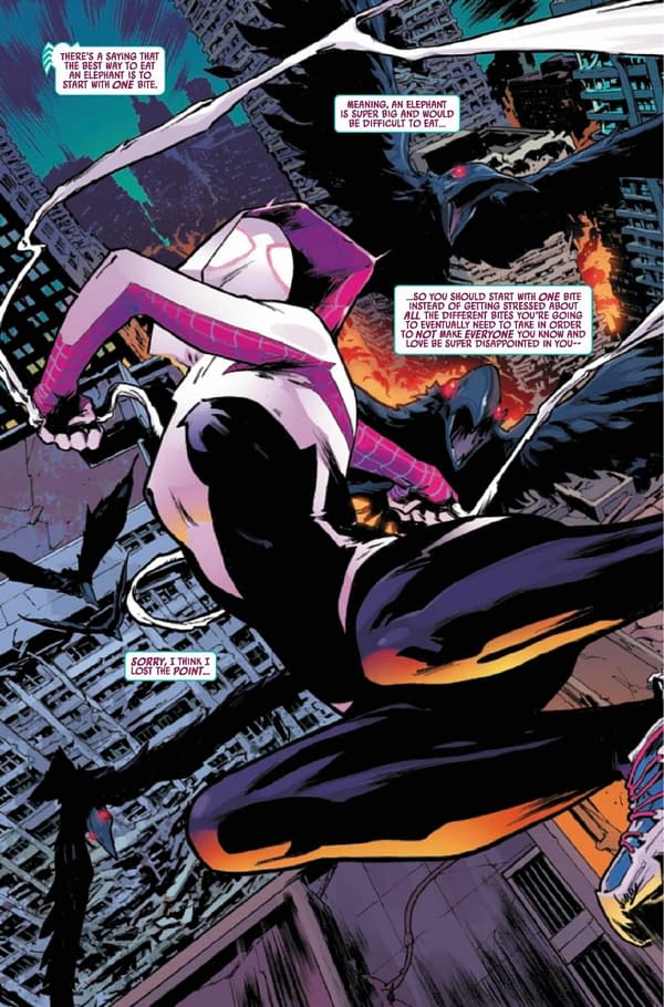 Inside preview page of SPIDER-GWEN: THE GHOST SPIDER #4 MARK BROOKS COVER