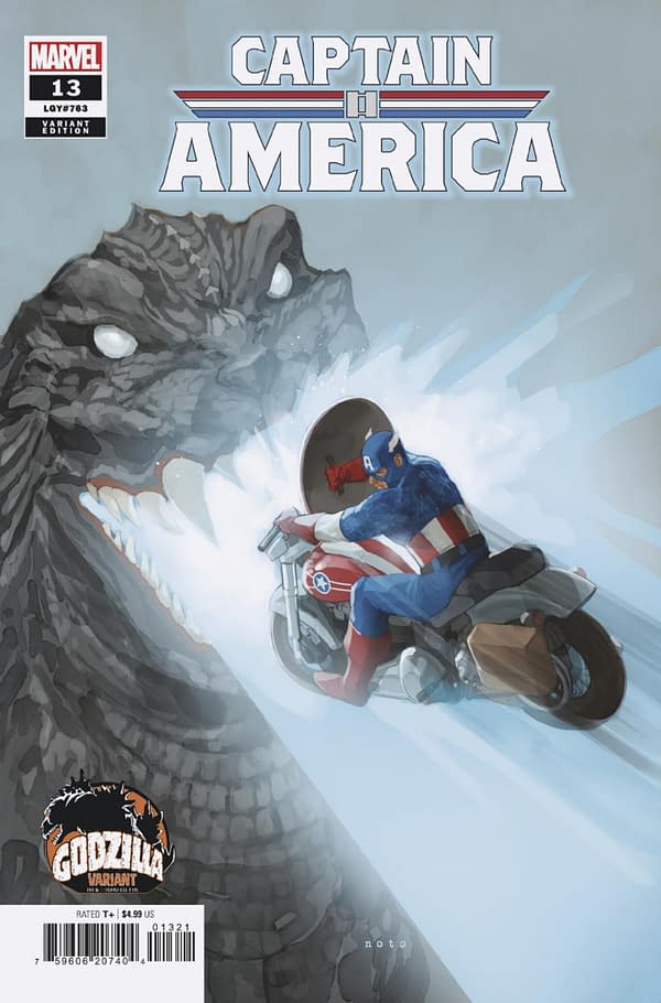 Cover image for CAPTAIN AMERICA #13 PHIL NOTO GODZILLA VARIANT