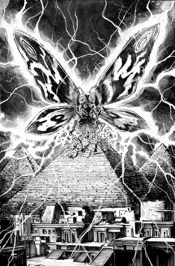 Cover image for Godzilla: Here There Be Dragons II--Sons of Giants #3 Variant RI (10) (Smith B&W  Full Art)