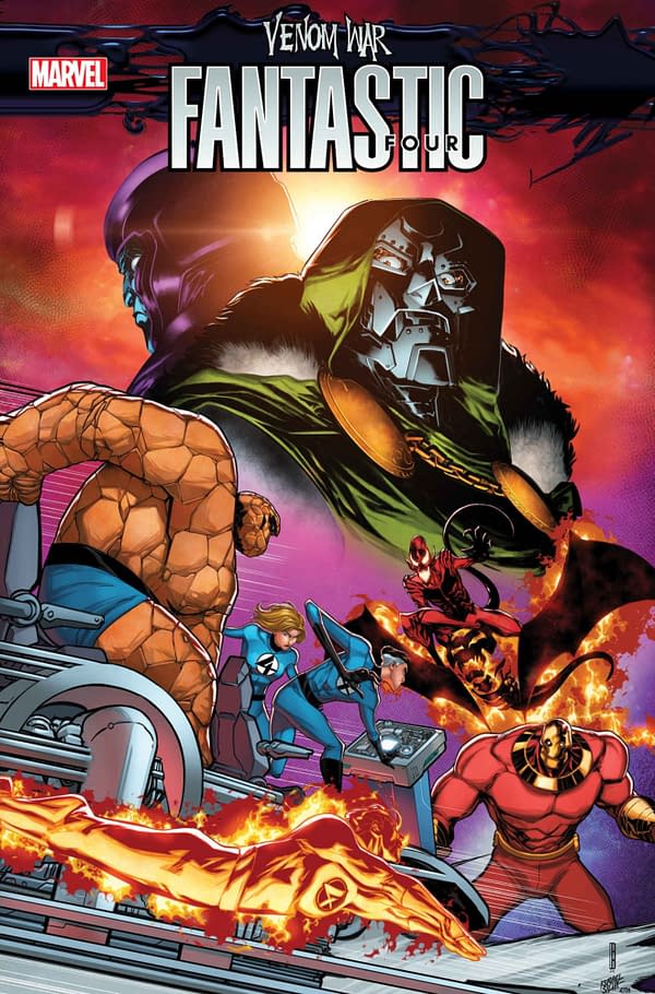 Cover image for VENOM WAR: FANTASTIC FOUR #1 DAVID BALDEON COVER