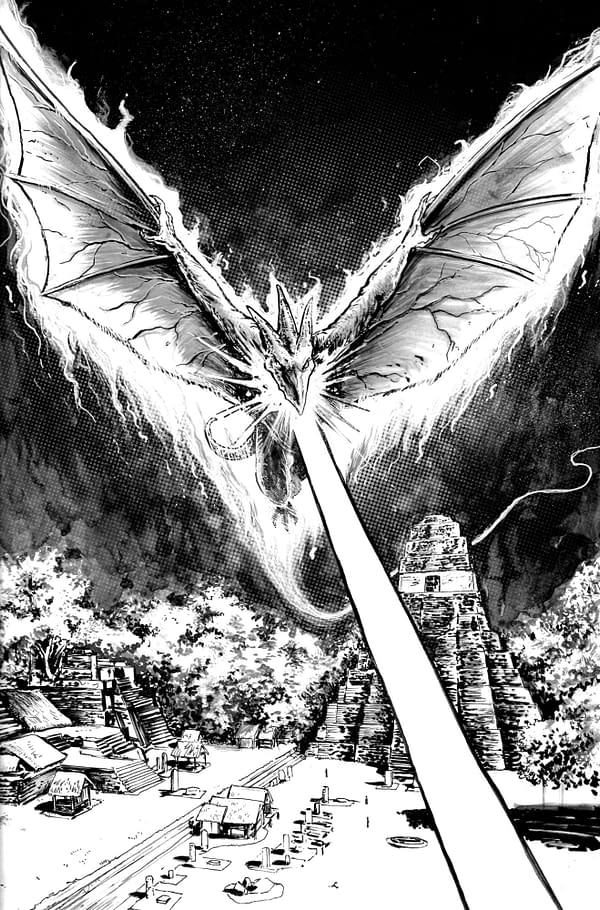 Cover image for Godzilla: Here There Be Dragons II--Sons of Giants #4 Variant RI (10) (Smith B&W  Full Art)