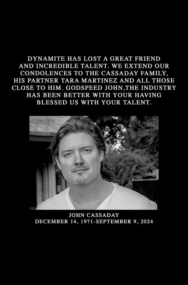 John Cassaday Dedication In Dynamite Comics In October