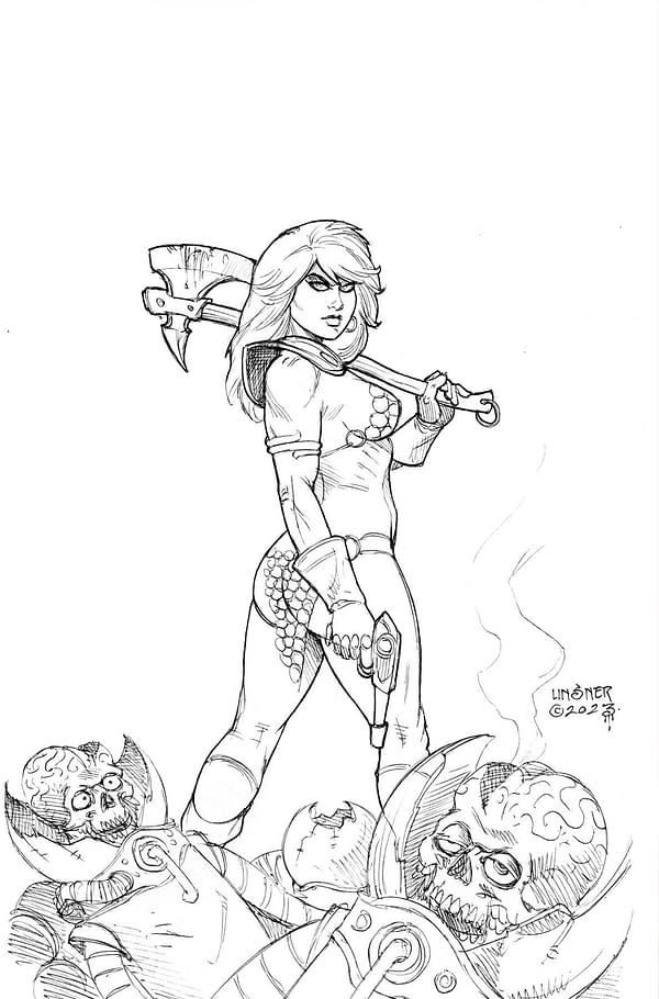 Cover image for RED SONJA ATTACKS MARS #1 CVR J 20 COPY INCV LINSNER LINE AR