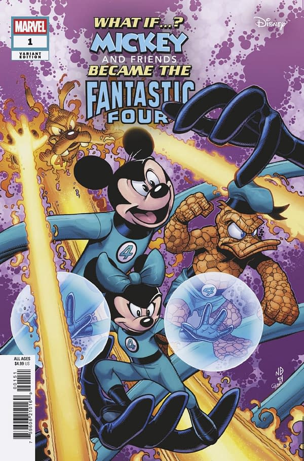 Cover image for MARVEL & DISNEY: WHAT IF...? MICKEY & FRIENDS BECAME THE FANTASTIC FOUR #1 NICK BRADSHAW VARIANT