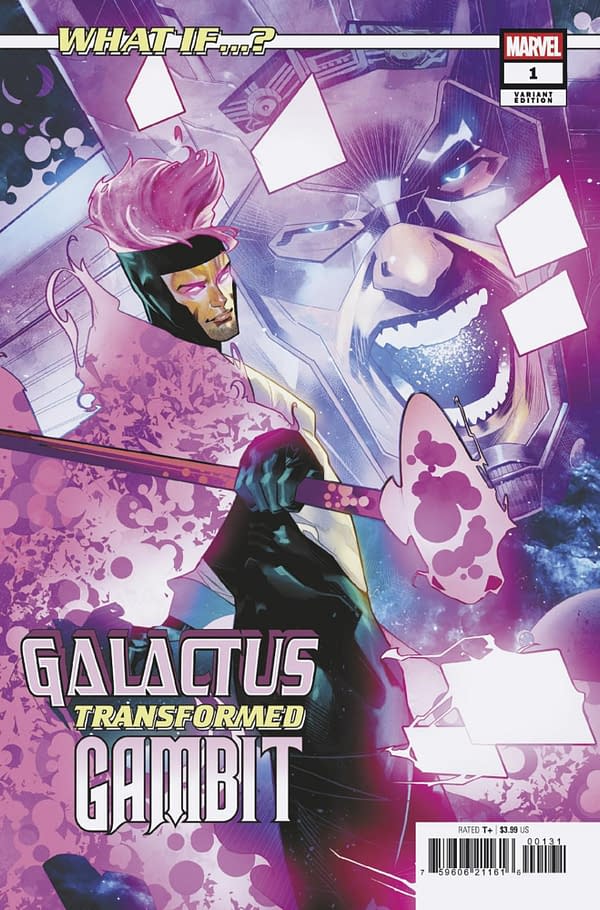 Cover image for WHAT IF...? GALACTUS: GALACTUS TRANSFORMED GAMBIT? #1 EDWIN GALMON VARIANT