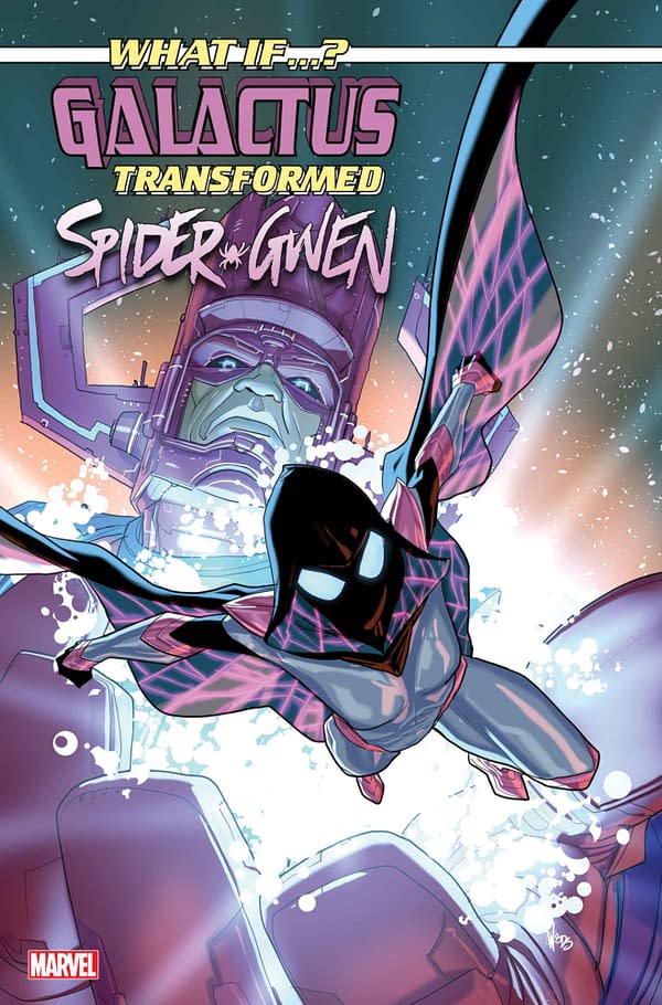 Cover image for WHAT IF...? GALACTUS: GALACTUS TRANSFORMED SPIDER-GWEN? #1 PETE WOODS VARIANT