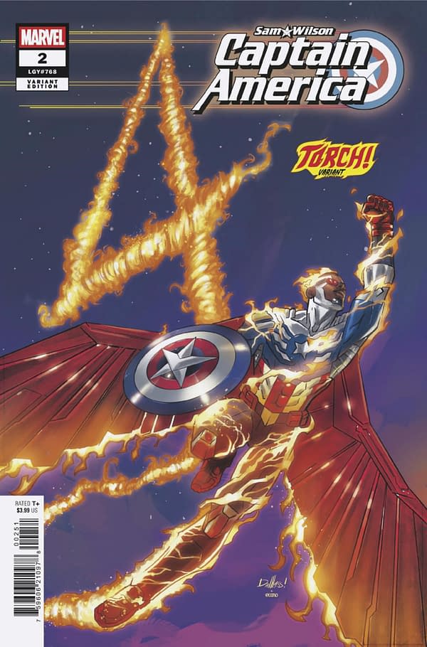 Cover image for SAM WILSON, CAPTAIN AMERICA #2 DAVID MESSINA TORCH! VARIANT