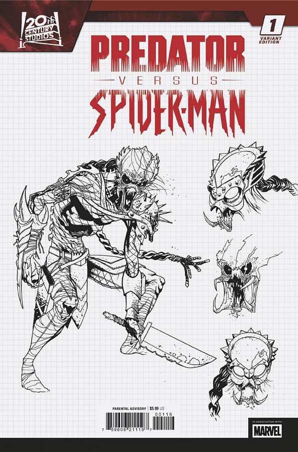 Cover image for PREDATOR VS. SPIDER-MAN #1 MARCELO FERREIRA DESIGN VARIANT
