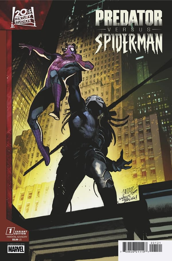 Cover image for PREDATOR VS. SPIDER-MAN #1 PEPE LARRAZ PROMO ART VARIANT