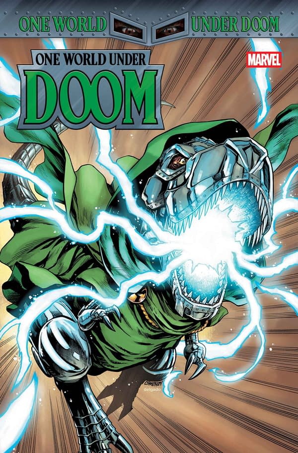 Cover image for ONE WORLD UNDER DOOM #4 CORY SMITH DOOMASAUR VARIANT