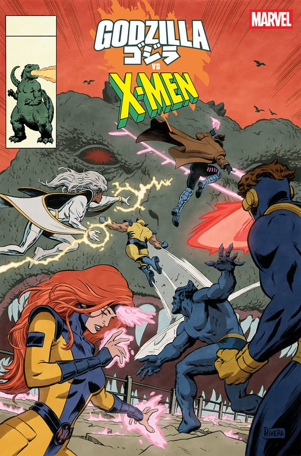 Cover image for GODZILLA VS. X-MEN #1 PAOLO RIVERA GODZILLA KING OF THE MONSTERS HOMAGE VARIANT