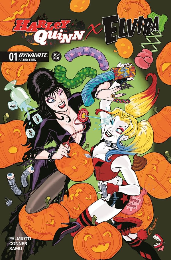 Juan Samu And Amanda Conner To Both Draw Harley Quinn X Elvira Crossover