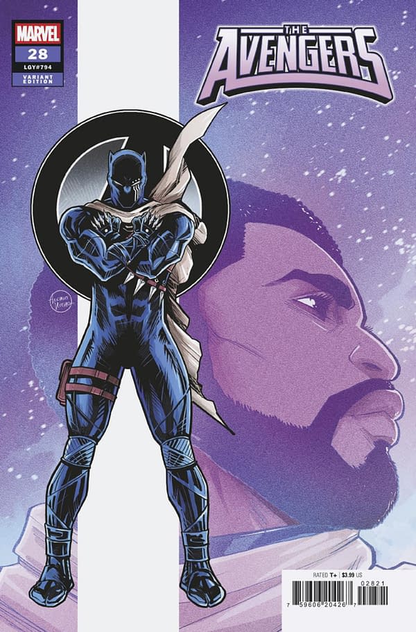 Cover image for AVENGERS #28 LUCIANO VECCHIO BLACK PANTHER VARIANT [DOOM]