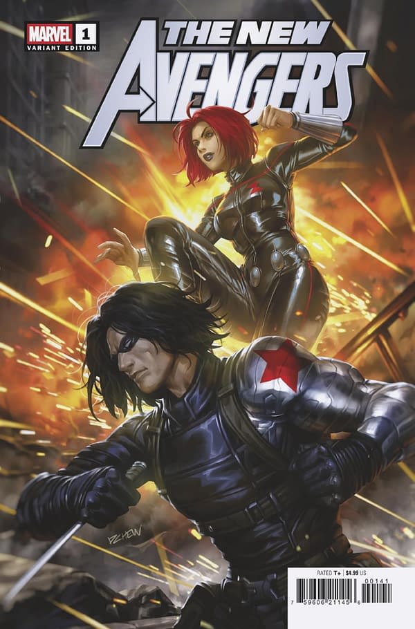 Cover image for NEW AVENGERS #1 DERRICK CHEW BLACK WIDOW AND WINTER SOLDIER VARIANT A