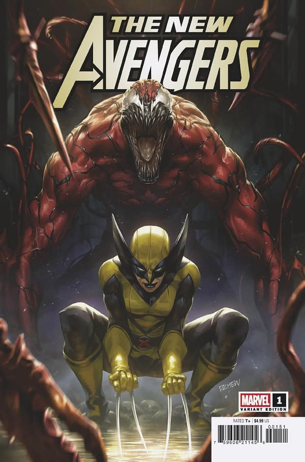 Cover image for NEW AVENGERS #1 DERRICK CHEW CARNAGE AND LAURA KINNEY WOLVERINE VARIANT B