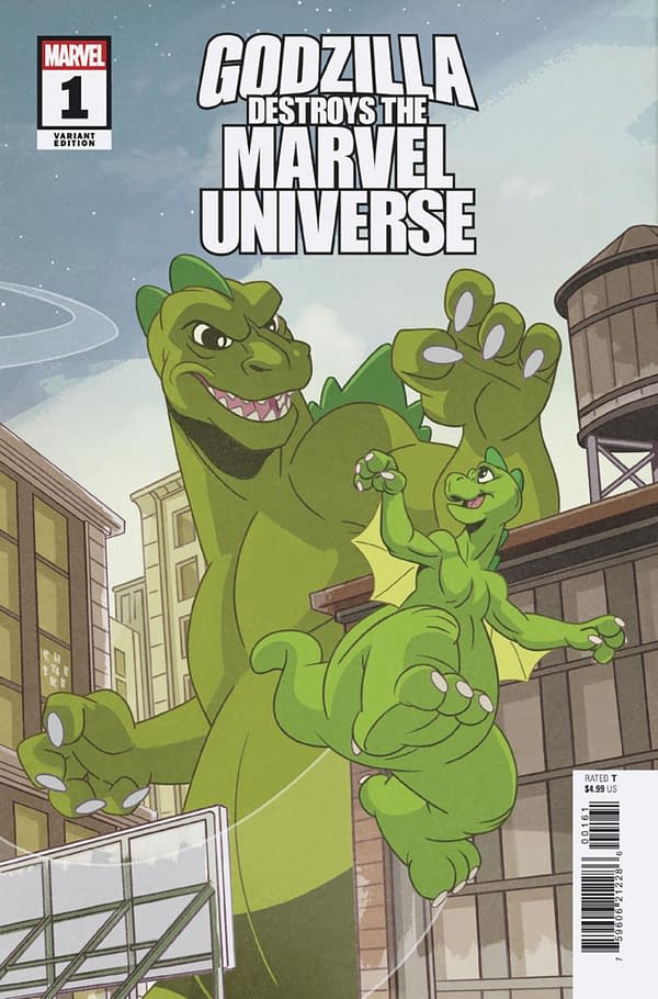 Cover image for GODZILLA DESTROYS THE MARVEL UNIVERSE #1 SEAN GALLOWAY ANIMATION VARIANT