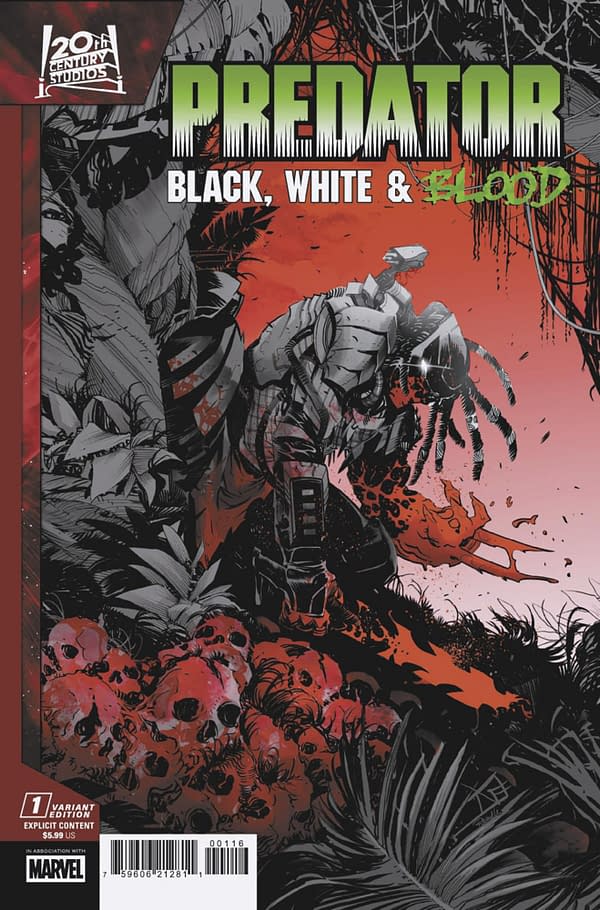 Cover image for PREDATOR: BLACK, WHITE & BLOOD #1 FEDERICO VICENTINI VARIANT