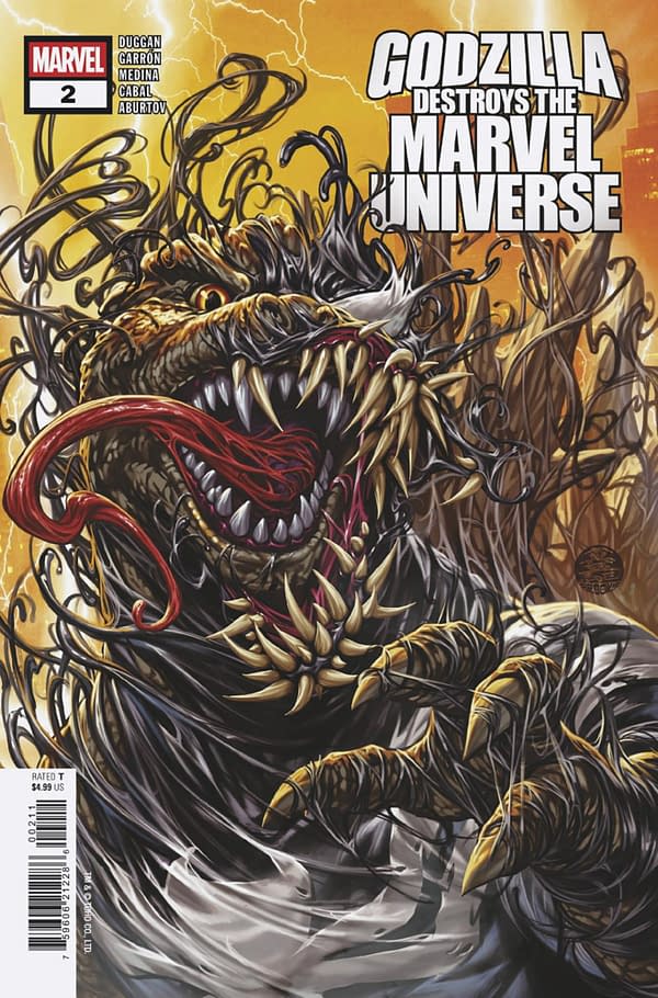 Cover image for GODZILLA DESTROYS THE MARVEL UNIVERSE #2 MARK BROOKS COVER