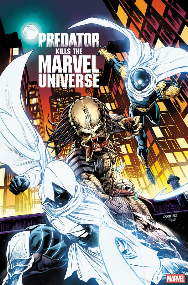 Cover image for PREDATOR KILLS THE MARVEL UNIVERSE #1 CORY SMITH HUNTING THE HUNTERS VARIANT