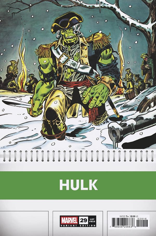 Cover image for INCREDIBLE HULK #29 HERB TRIMPE BICENTENNIAL CALENDAR HIDDEN GEM VARIANT