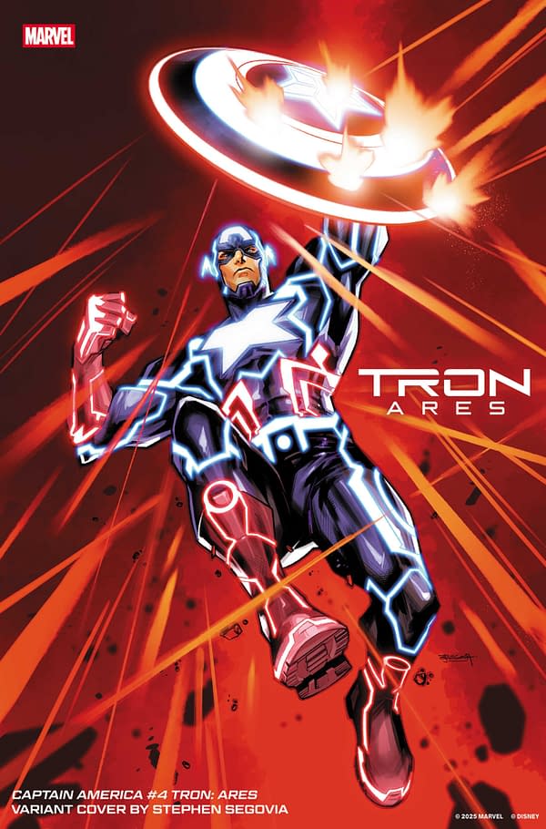Cover image for CAPTAIN AMERICA #4 STEPHEN SEGOVIA TRON: ARES VARIANT