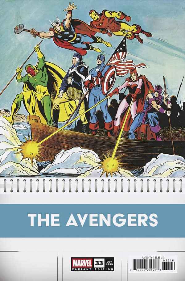 Cover image for AVENGERS #33 JIM MOONEY BICENTENNIAL CALENDAR HIDDEN GEM VARIANT