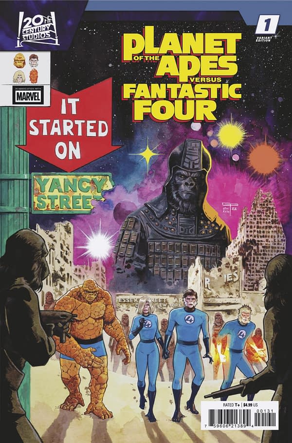 Cover image for PLANET OF THE APES VS. FANTASTIC FOUR #1 GERMAN PERALTA HOMAGE VARIANT
