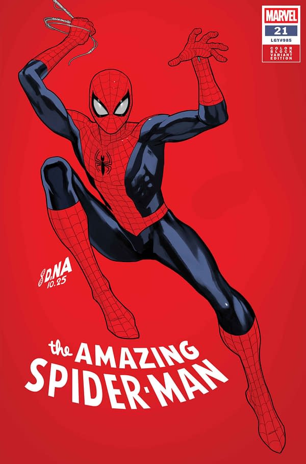 Cover image for AMAZING SPIDER-MAN #21 DAVID NAKAYAMA COLOR BLOCK RED VARIANT