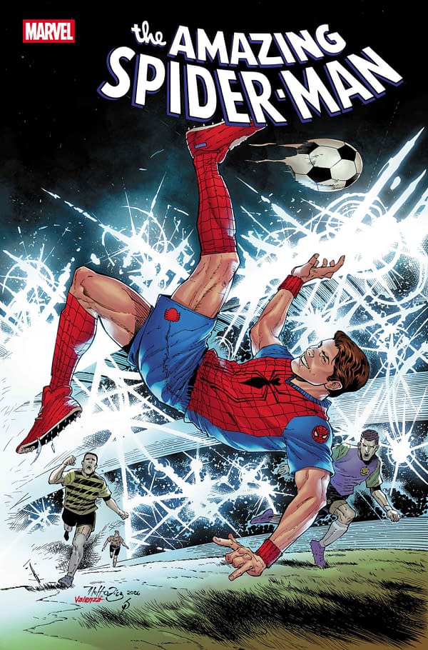 Cover image for AMAZING SPIDER-MAN #30 NETHO DIAZ MARVEL SOCCER VARIANT