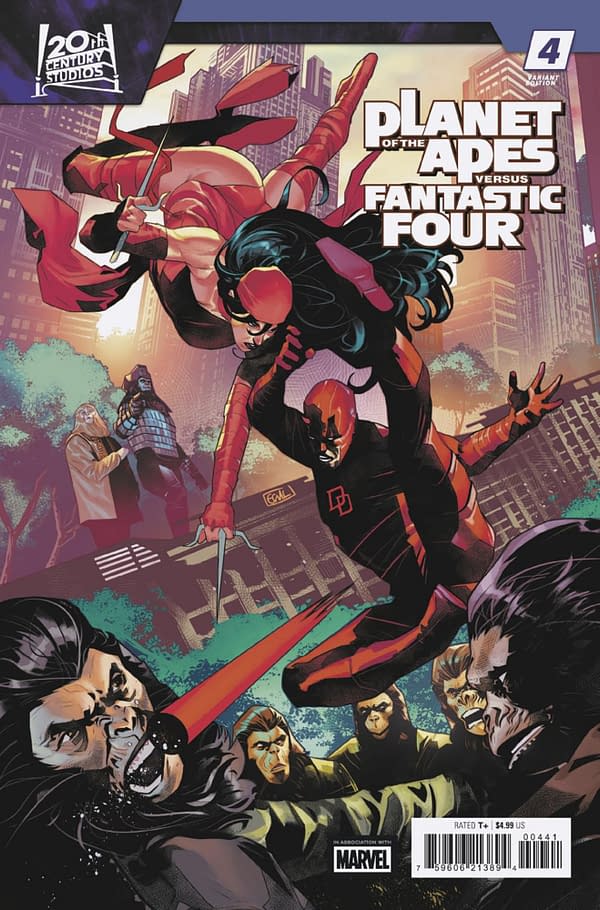 Cover image for PLANET OF THE APES VS. FANTASTIC FOUR #4 EDWIN GALMON VERSUS VARIANT