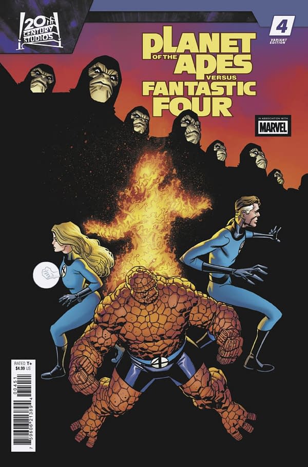 Cover image for PLANET OF THE APES VS. FANTASTIC FOUR #4 MIKE HAWTHORNE VARIANT