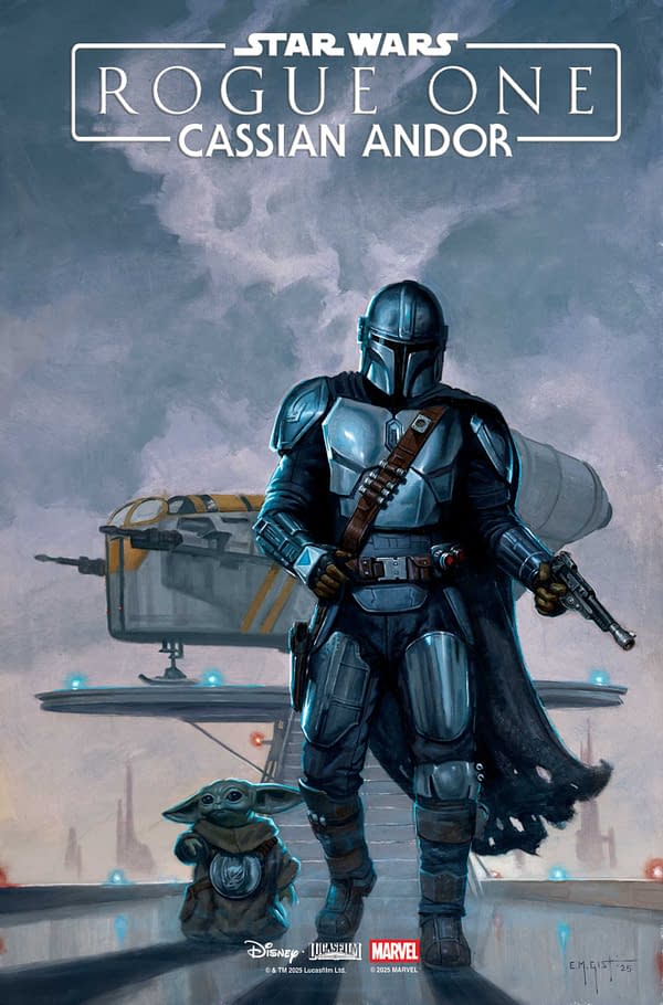 Cover image for STAR WARS: ROGUE ONE - CASSIAN ANDOR #1 E.M. GIST MANDALORIAN & GROGU VARIANT