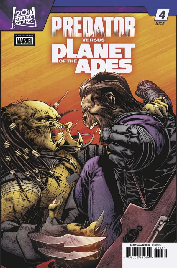 Cover image for PREDATOR VS. THE PLANET OF THE APES #4 SALVADOR LARROCA VARIANT
