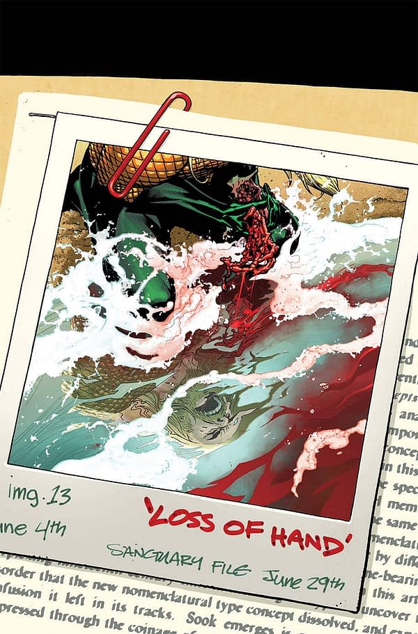 Ryan Sook's 'Traumatic' Cover For Heroes In Crisis #4 &#8211; Aquaman Losing His Hand