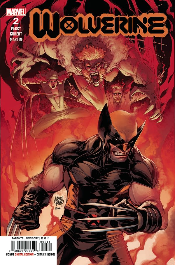The cover to Wolverine #2 from Marvel Comics, with art by Adam Kubert and Frank Martin.