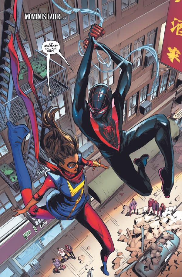 Interior preview page from Miles Morales: Spider-Man #24 by Saladin Ahmed and Carmen Nunez Carnero, in stores from Marvel Comics on Wednesday, March 24th, 2021