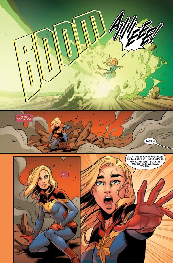 An interior preview page from Captain Marvel #28, by Kelly Thompson and Jacopo Camagni, in stores from Marvel Comics on April 21st, 2021