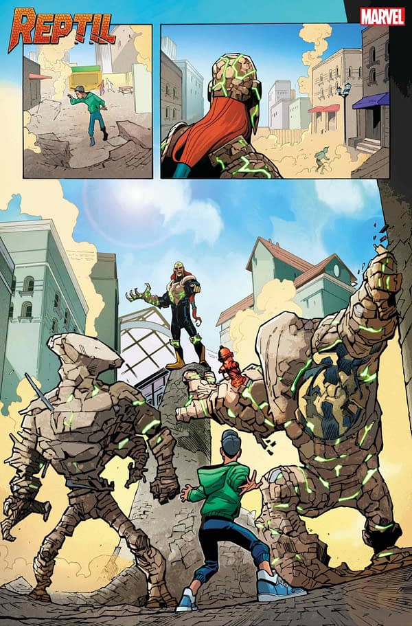 Interior art from Reptil #1, by Terry Blas and Enid Balam, coming to stores on May 26th from Marvel Comics